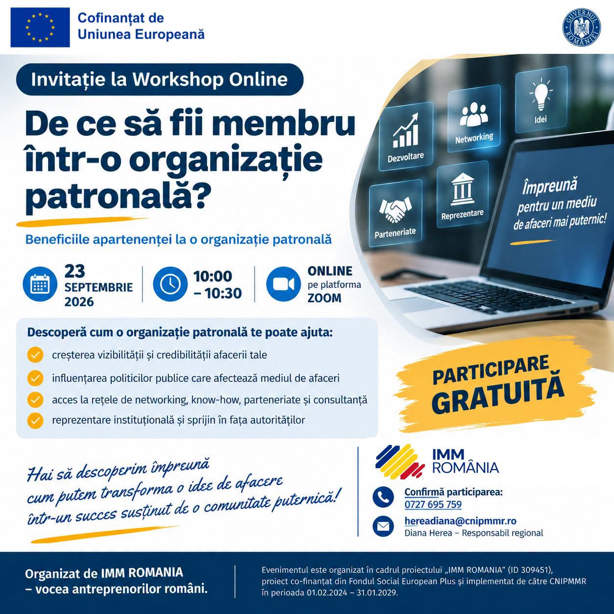 Workshop online: „De ce să fii membru într-o organizație patronală?”